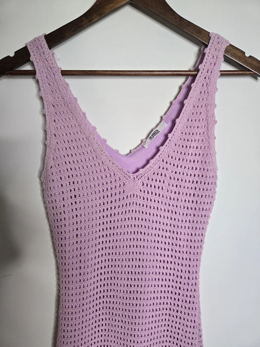 BB Dakota Steve Madden Day Party Pink Crochet Mini V-Neck Dress Womens Size XS